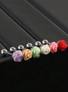 1 chiếc khuyên tai hình hoa hồng độc đáo đeo tai/môi/lưỡi, trang sức xỏ khuyên cơ thể thời trang bằng thép không gỉ - Nhiều màu - Xem 2
