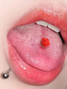 1 chiếc khuyên tai hình hoa hồng độc đáo đeo tai/môi/lưỡi, trang sức xỏ khuyên cơ thể thời trang bằng thép không gỉ - Nhiều màu - Xem 4