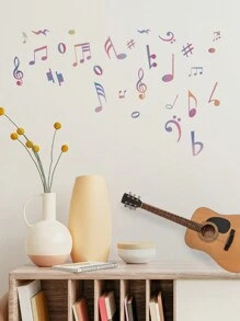 SUPSTICKER 1set Piano/Electronic Piano Background Music Note Transparent Self-Adhesive Waterproof Wall Sticker, Removable Without Residue, Home Decoration, Size: 11.81x9.84inch, Stickers, Wall Decal, Vinyl Decal For Home Decorations, Spring Decoration Items Refresh Your Home, Festival Decoration Stickers Gifts Birthday Graduation - Black - View 7