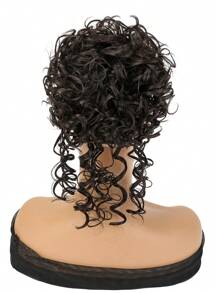 12 inches Synthetic Fiber Curly Hair Bun For Daily Wear, With Drawstring, Suitable For Women, Black Color - Black - View 12