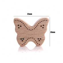 5 件未上漆山毛榉木 DIY 动物形状珠子，激光雕刻卡通蝴蝶和兔子洞工艺品 - 駝色 - 查看 8