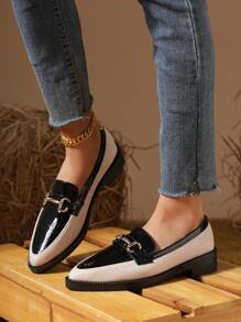 2024 Nowość Damskie Mokasyny na Wysokim Obcasie, Szpiczasty Nosek, Wsuwane, Czarny Brytyjski Styl, Uniwersalne Buty Na Wiosnę Jesień - Czarne - Zobacz 3