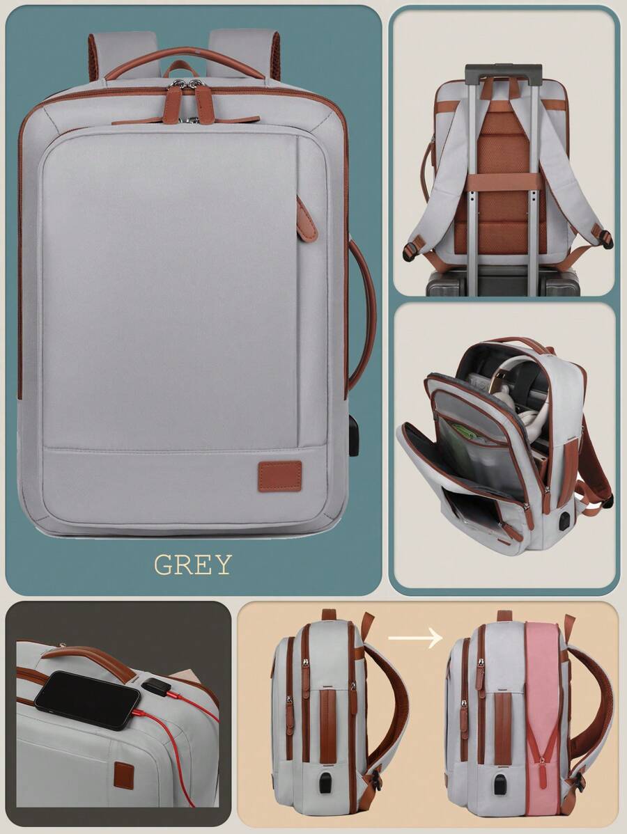 1 Balo du lịch đa chức năng thời trang có thể gấp lại được với thiết kế quai đeo hành lý. Túi làm việc tối giản di động với nhiều ngăn. Balo đi học cá tính