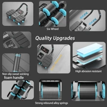 2025 Model 6-Wheel 8-Support Abdominal Roller With Elbow Support - Self-Rebound Abdominal Roller, Upgraded Reinforced 6-Wheel 8-Support Abdominal Core Exercise Equipment For Home Gym: Latest Upgraded High-Performance Workout Machine With Multi-Layer Anti-Slip Design