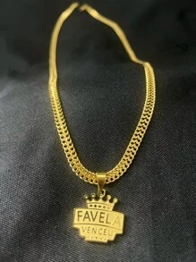 MEN'S SET EMPEROR CHAIN AND BRACELET AND FAVELA VENCEU PENDANT GOLD PLATED - 金色 - 查看 2