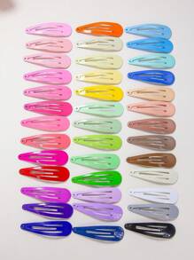 50pcs Random Color Cute Painted Water Drop Shaped Baby Hair Clip, Bangs Clip, Kids Hair Accessories For Daily Use