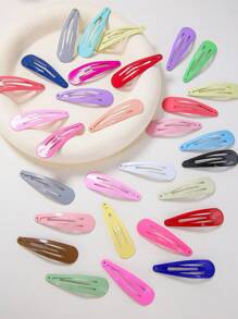 50pcs Random Color Cute Painted Water Drop Shaped Baby Hair Clip, Bangs Clip, Kids Hair Accessories For Daily Use