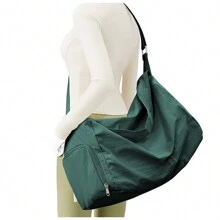 Floless Túi tập thể dục nhỏ cho nam và nữ, túi tập luyện nhẹ và có thể gấp lại, túi vải thô chống thấm nước cho nam, túi thể thao thẩm mỹ cho nữ có thể điều chỉnh, túi khiêu vũ dễ thương, túi xách tập thể dục, túi đựng đồ tập thể dục có ngăn đựng giày và túi đựng đồ ướt, dùng cho phòng tập thể dục khi đi du lịch và đi nghỉ cuối tuần, túi khiêu vũ thể thao ngày lễ - Màu xanh lá cây đậm - Xem 2