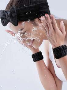 16 件装柔软蝴蝶结头带、腕带、塑料发夹、洗脸发饰套装、美发工具、旅行必需品 - 彩色 - 查看 5