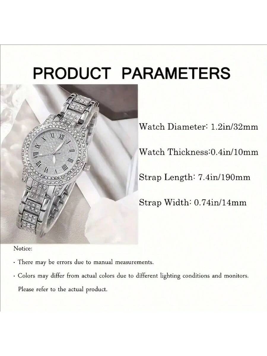 7 قطع مجموعة ساعة يد كوارتز أنيقة وإكسسوارات، تشمل...