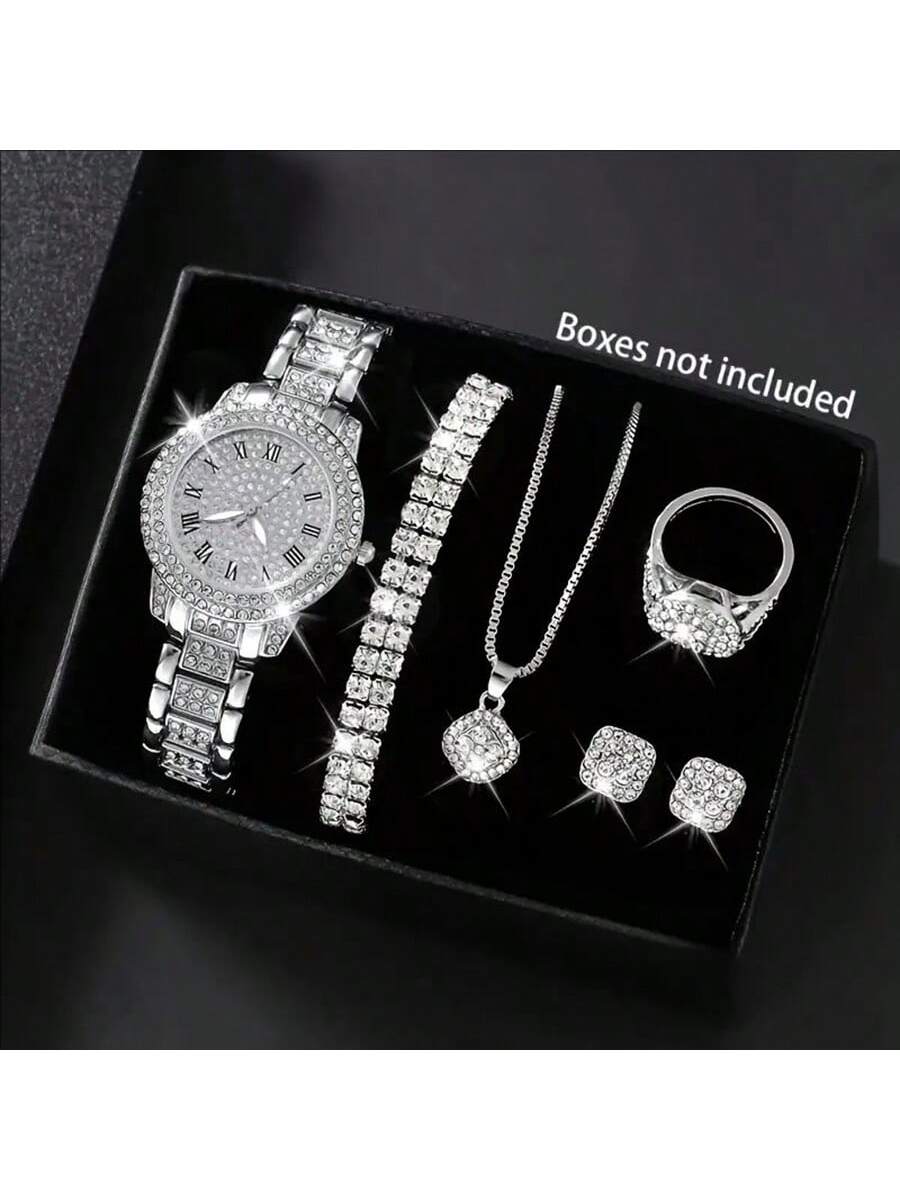 7 قطع مجموعة ساعة يد كوارتز أنيقة وإكسسوارات، تشمل...