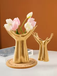 手持花瓶现代白色树脂花瓶用于装饰，花瓶，甜甜圈花瓶适合家居装饰，卧室装饰，办公室和学生，最佳圣诞礼物，冬季，圣诞装饰，储物，婚礼装饰，家居装饰，珠宝收纳，派对装饰 - 彩色 - 查看 3