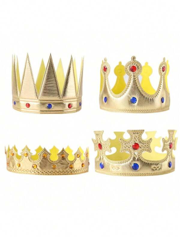 1 Pieza de Corona Dorada de Rey Adulto, Disfraz de Príncipe con Piedras Rhinestone, Tocado, Decoración de Pastel, Sombrero Corona para Fiesta de Cumpleaños
