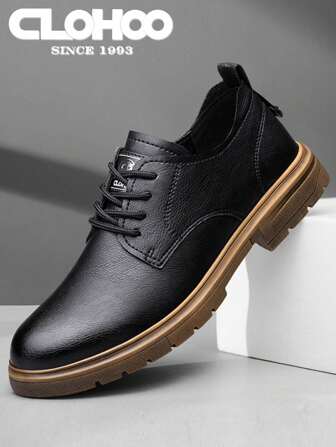 CLOHOC Brand Exclusive 2-Layer Genuine Leather Handmade Men's Shoes, Business Casual Dress Shoes, Breathable Soft Sole Comfortable Classic Lace-Up Men's Shoes Valentines