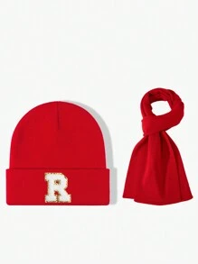 1 件秋冬弹力针织帽，时尚街头嘻哈风格，26 个字母刺绣无檐便帽，Y2K 保暖无檐帽，男女通用