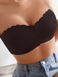 1 Stück Damen Unterwäsche mit Knöpfen vorne, nahtlos, trägerloses Wellsaum-Design, eng anliegend, ärmelloser Unterhemd-Stil, schöner Rücken, Bügel-BH mit Knöpfen vorne und offenem Rücken, kein Bügel BH, trägerloses Höschen