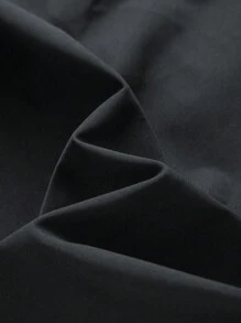 Women's Black Woven Hooded Jacket With Drawstring And Zipper Pockets, Long Sleeve, Regular Length, Casual Outerwear With No Stretch