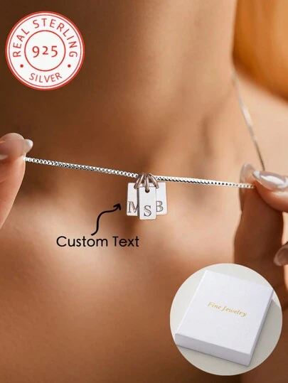1 Piece Of 925 Sterling Silver 26 English Letter Pendant Necklace Luxury Letter Pendant Jewelry, Suitable For Women's Daily Life, Holiday Gifts, Party Decoration Charm Jewelry