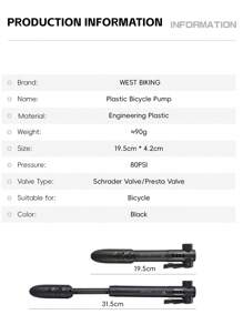 WEST BIKING Bơm xe đạp di động Bơm tay mini cho xe đạp Schrader Presta Valve Máy bơm lốp xe đạp Bóng đạp xe Phụ kiện xe đạp địa hình - màu đen - Xem 7