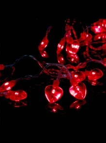 19ft 40LED Valentine's Day Decorations String Lights, Heart Shape Hanging Garland Valentine's Day Decor For Indoor Outdoor Home Room Party Wedding,Heart String Lights, Heart Fairy String Lights Battery Operated Room Decor - 紅色 - 查看 2