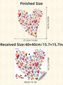 1pc Colorful Cartoon Heart-Shaped Wall Sticker, Cute Girly Style Room Bedroom Background Wall Decor Stickers Personalised Stickers