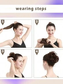 Messy Bun Hair Piece Human Extensions Hair Bun Thick Updo 1PC Scrunchies Hair Extensions Ponytail Hair Pieces For Women Girls Bun Hair Extensions Comfortable Soft Easy To Wear Daily Head Accessories - Natural Black - View 7