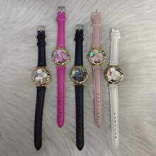 Women's Wrist Watch Faux Leather Strap Cute Many Colors Good Quality - 黑色 - 查看 3