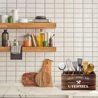 1 件带网格的餐具收纳盒，木制筷子分类整理架，厨房，卧室，书桌，新年春节礼品用品，适用于家庭储存和整理