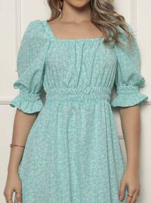 Women's Dress | Crepe With Elastec L Flower L Shoulder To Shoulder. - 藍色 - 查看 1