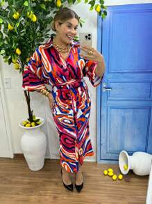 Vestido midi manguinha estiloso