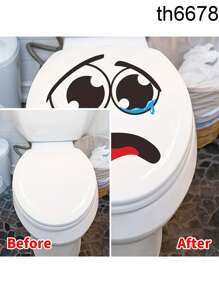 1 pieza Pegatina divertida autoadhesiva con patrón de expresión llorosa creativa, decoración de baño para el tanque del inodoro y decoración de pared del hogar - Pegatina de pared versátil para puerta, refrigerador, ventana y talla grande decoración de baño Alfombra de baño Alfombra de piso Decoración de otoño Accesorios de baño