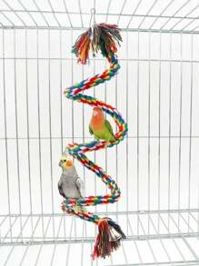 1 Stück Papagei Seilspielzeug mit Weidefunktion, Vogelkäfig Anhänger Dekoration, buntes Kletterseilspielzeug