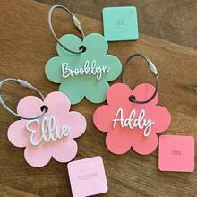 1pc Multi-Color Style Optional Custom Acrylic Keychain With Steel Wire Ring, Personalized Flower Shaped Name Brand Letter Pendant, Luggage Tag Pendant, The Perfect Back-To-School Gift For Christmas