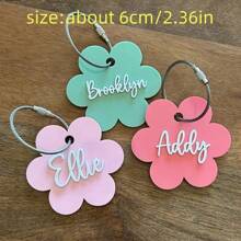 1pc Multi-Color Style Optional Custom Acrylic Keychain With Steel Wire Ring, Personalized Flower Shaped Name Brand Letter Pendant, Luggage Tag Pendant, The Perfect Back-To-School Gift For Christmas