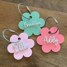 1pc Multi-Color Style Optional Custom Acrylic Keychain With Steel Wire Ring, Personalized Flower Shaped Name Brand Letter Pendant, Luggage Tag Pendant, The Perfect Back-To-School Gift For Christmas