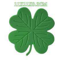 A Set Of 6 Pieces, Lucky Four-Leaf Clover Silicone Coaster, Green Creative Simple Four-Leaf Clover Silicone Coaster, Leaf Pot Mat, Leaf Placemat - Multicolor - View 9