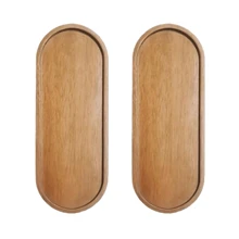 1/2 piezas, Bandeja de madera de acacia, bandejas rectangulares de madera maciza, bandejas ovaladas de madera, son perfectas para separar especias, aperitivos, té, platos principales y carnes, platos de servir