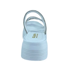 Flatform Platform Sandal With Rhinestone Straps Summer Fashion 2025 Flat Sandal With Shiny High Heel Black White - TRẮNG/BẠC - Xem 5