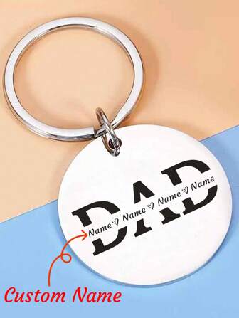 1 pièce Porte-clés en acier inoxydable avec lettre de nom personnalisé d'enfant, cadeau de fête des pères, durable, coloré, mignon, adorable, amusant, kawaii, Y2K, élégant, unisexe, décontracté, personnalisé, unique, cadeau idéal pour lui, cadeau idéal pour elle, petit ami, petite amie, famille, amis