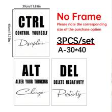 3pcs Motivational "Ctrl Alt Delete" Minimalist Canvas Art Prints, Black And White Abstract Wall Decor, Suitable For Modern Home And Office, Wall Art Decoration Mural, Home Decor, Poster Art, Canvas Wall Poster, Bedroom Living Room Hallway Decoration - Multicolor - View 14