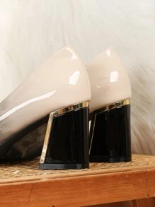 Plus Size Women's Pointed Toe Block Heel High Heels, Fashion Casual/Work Shoes With Rhinestones, Size 46