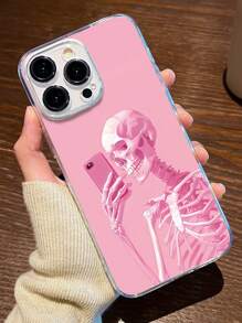 1pc Skeleton Graphic Transparent TPU Full Body Protective Anti-Fall Anti-Fingerprint Phone Case Compatible With Iphone - Multicolor - View 1