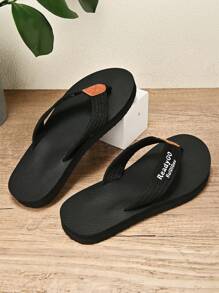2025 Spring/Summer Plus Size Men's Flip Flops, Anti-Slip Light-Weight Soft Slippers, Shock-Absorbing Comfortable Sandals, Indoor Slip-On Slides, Outdoor Beach Slippers - Black - View 7