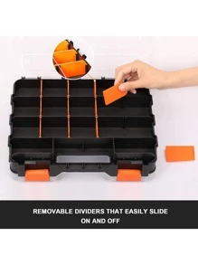 34-Compartment Double-Sided Tools Organizer – Customizable Black & Orange Hardware Storage Box For Screws, Nuts & Small Parts (Removable Dividers, Space-Saving) - Multicolor - View 1