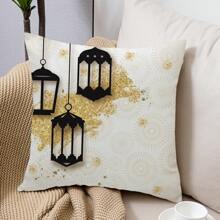 1 pezzo/4 pezzi Copricuscini decorativi a tema luna Rama, in lino, 45x45cm, per decorazione di stanza, camera da letto, divano, senza imbottitura interna - Multicolore - Visualizzare 15