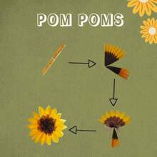 5pcs/10pcs/12pcs,Sunflower Daisy Tissue Paper Pom Poms Flower 12" 8" For Yellow Brown White Themed Birthday Party Sunshine Bridal Country Wedding Party"