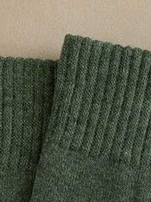 1/3/5/10/15 pares de calcetines gruesos y cálidos con forro térmico y letras sólidas para hombres, calcetines acogedores de colores aleatorios