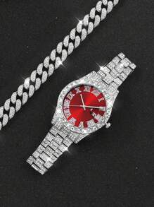 3 Pieces Set: Streetwear Necklace And Bracelet, Quartz Analog Calendar Watch For Boy, Suitable For Holidays