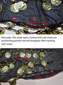 1pc Ladies' Belly Dance Waist Chain, Dance Costume Accessories, Three Layers Velvet Coin Belt, Hip Scarf, Festival And Performance Wear Boho Halloween Summer, School Fall, Autumn, Halloween - Multicolor - View 11