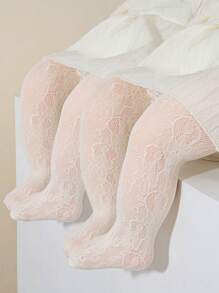 1 Quần tất họa tiết hoa hồng rỗng hợp thời trang cho bé gái, nhẹ và thoải mái, thích hợp mặc hàng ngày, đầm và trang phục đi học - trắng - Xem 22